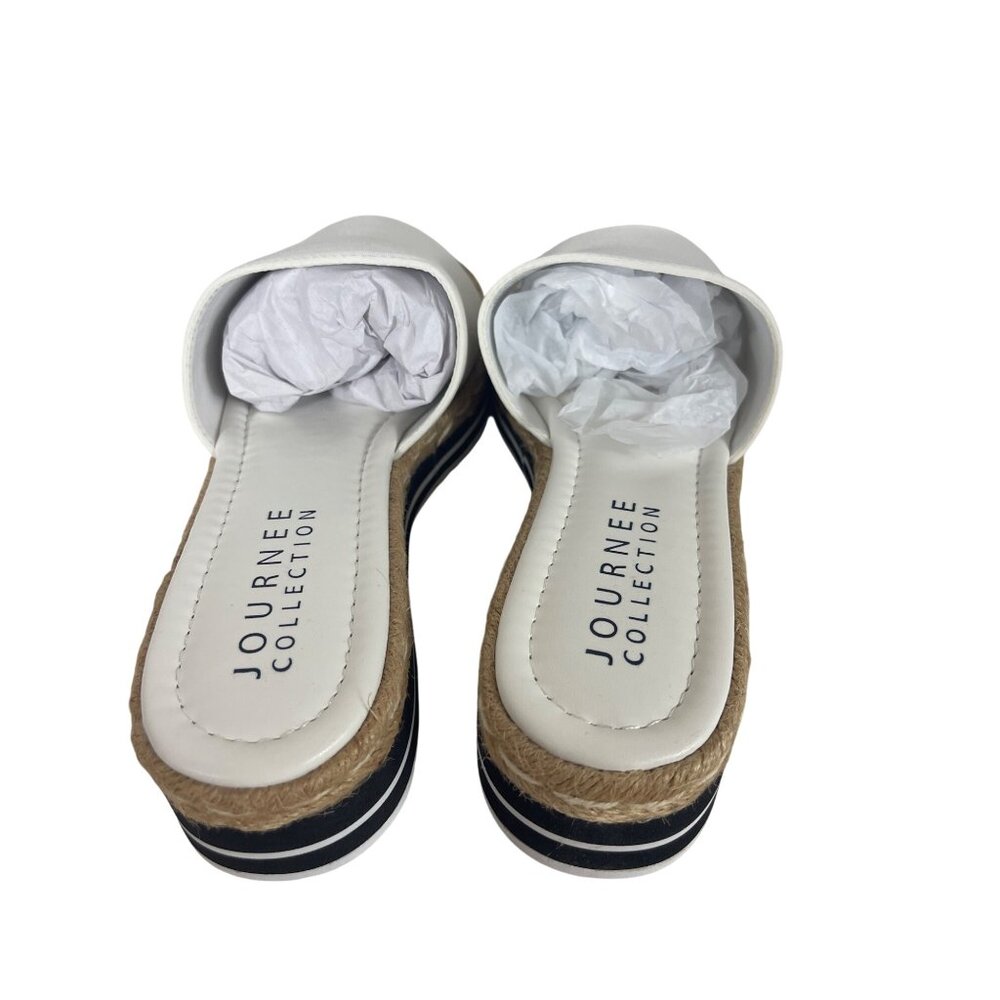Journee Collection White Slide Sandals with Natural Jute Trim - Picture 4 of 10